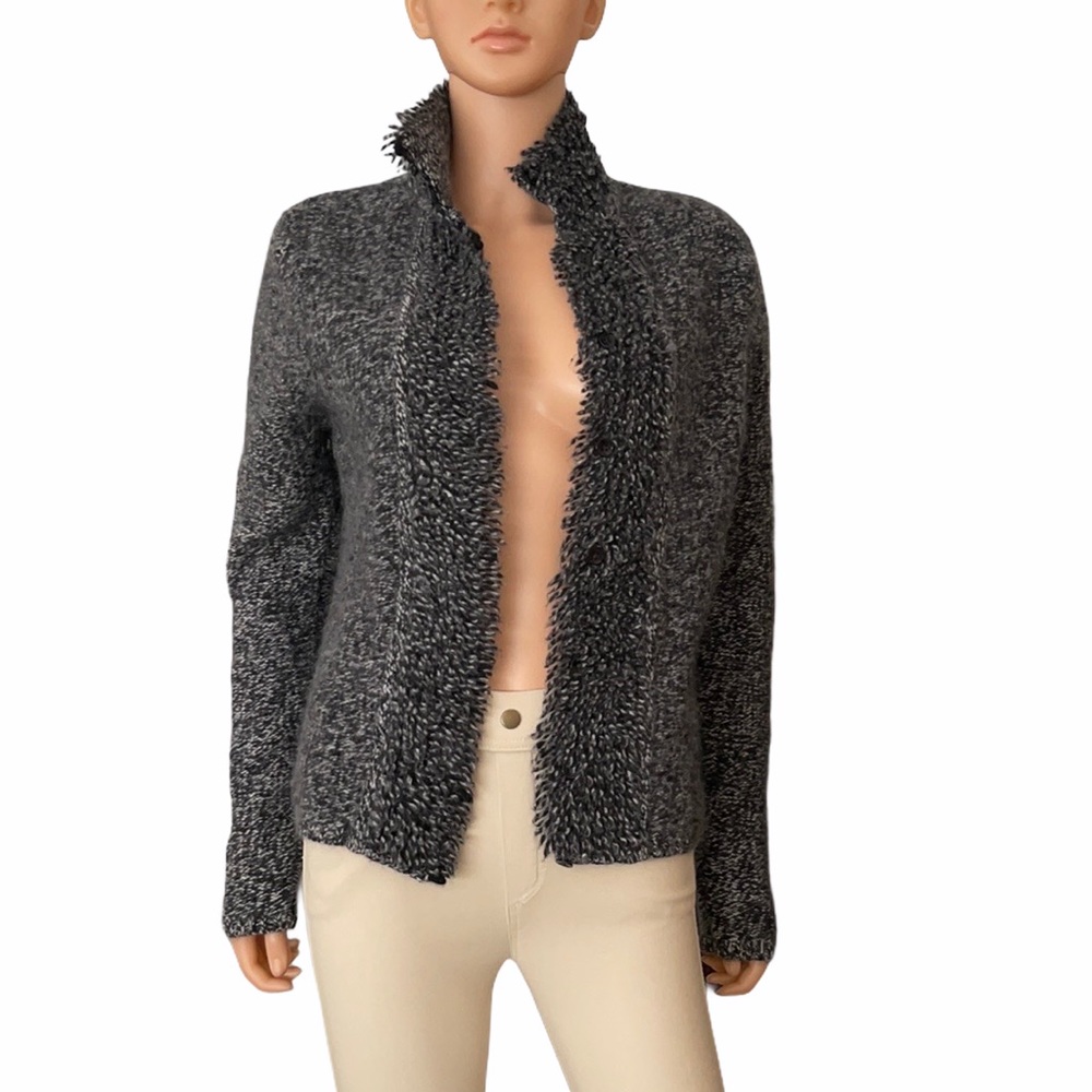 Vintage Country Shop Lambswool Angora Marbled Knit Cardigan made in Hong Kong